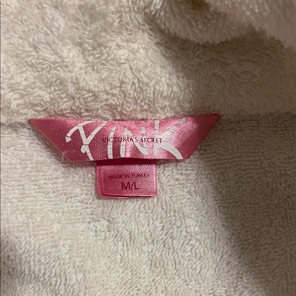 PINK Victoria's Secret Cozy White and Pink Robe - Picture 2 of 5